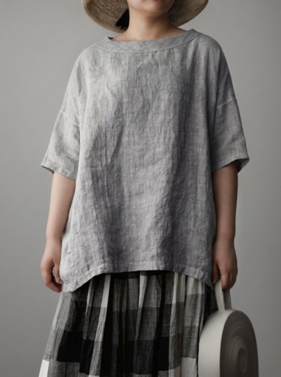 Viktoria | Túnica Vintage Oversize con Cuello Barca