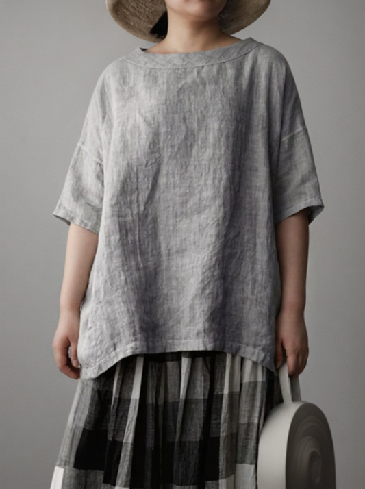 Viktoria | Túnica Vintage Oversize con Cuello Barca