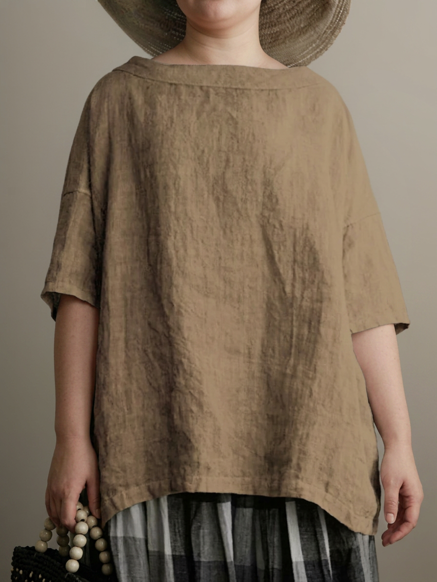 Viktoria | Túnica Vintage Oversize con Cuello Barca