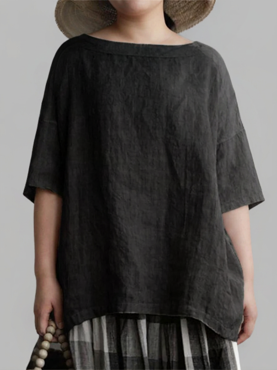Viktoria | Túnica Vintage Oversize con Cuello Barca