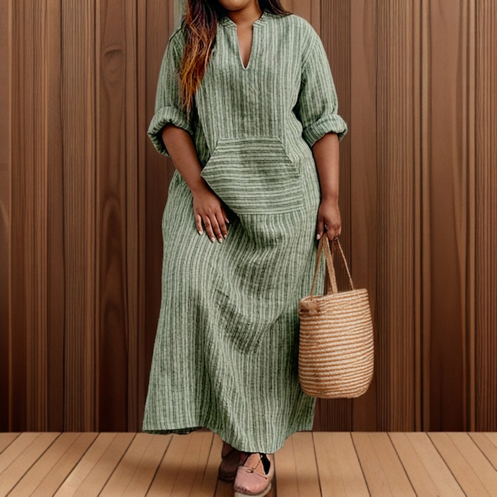 Hailey | Vestido Largo Casual a Rayas Vintage