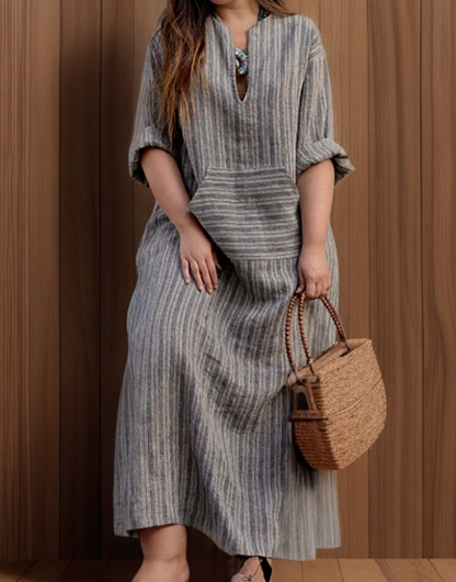 Hailey | Vestido Largo Casual a Rayas Vintage