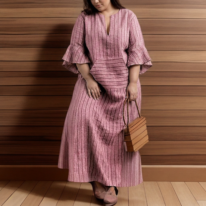 Hailey | Vestido Largo Casual a Rayas Vintage