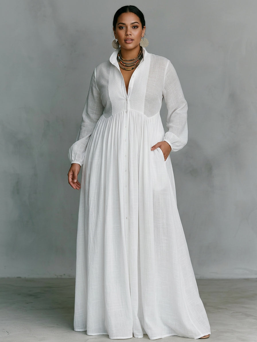 Celine | Vestido Maxi Fluido con Botones