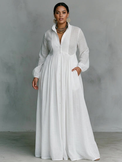 Celine | Vestido Maxi Fluido con Botones