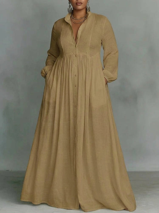 Celine | Vestido Maxi Fluido con Botones