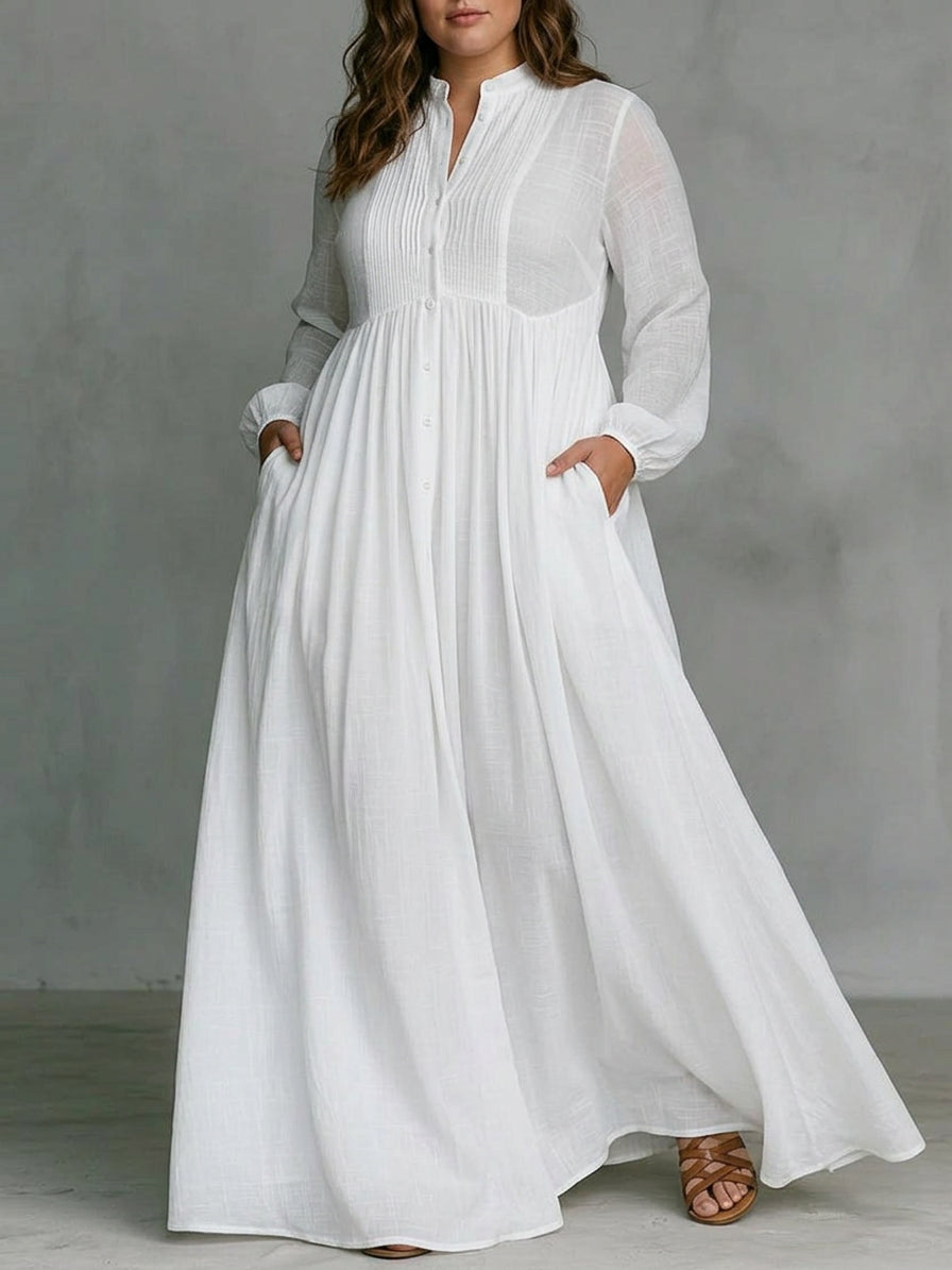 Celine | Vestido Maxi Fluido con Botones