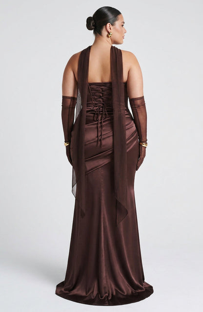 Vestido Largo Granate Kensington