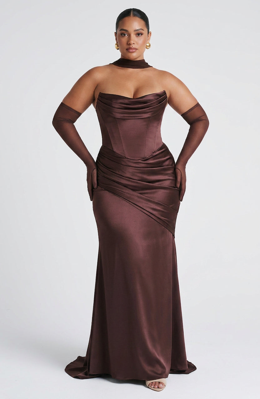 Vestido Largo Granate Kensington