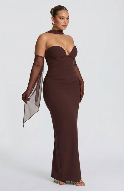 Vestido Largo Granate Lindsey