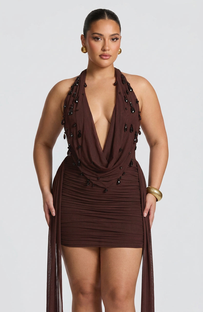 Vestido Corto Granate Melona