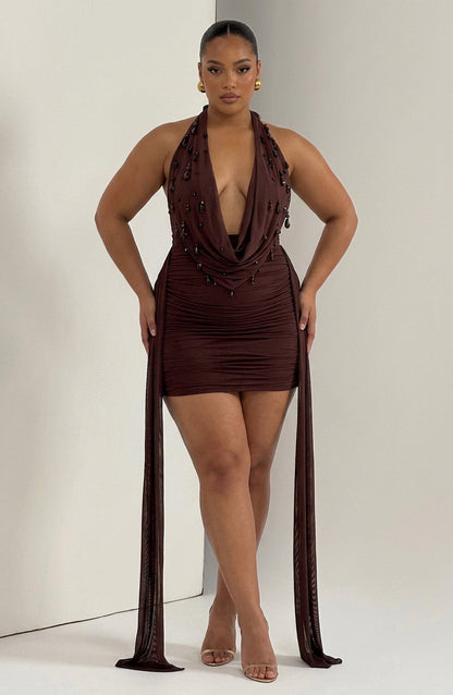 Vestido Corto Granate Melona