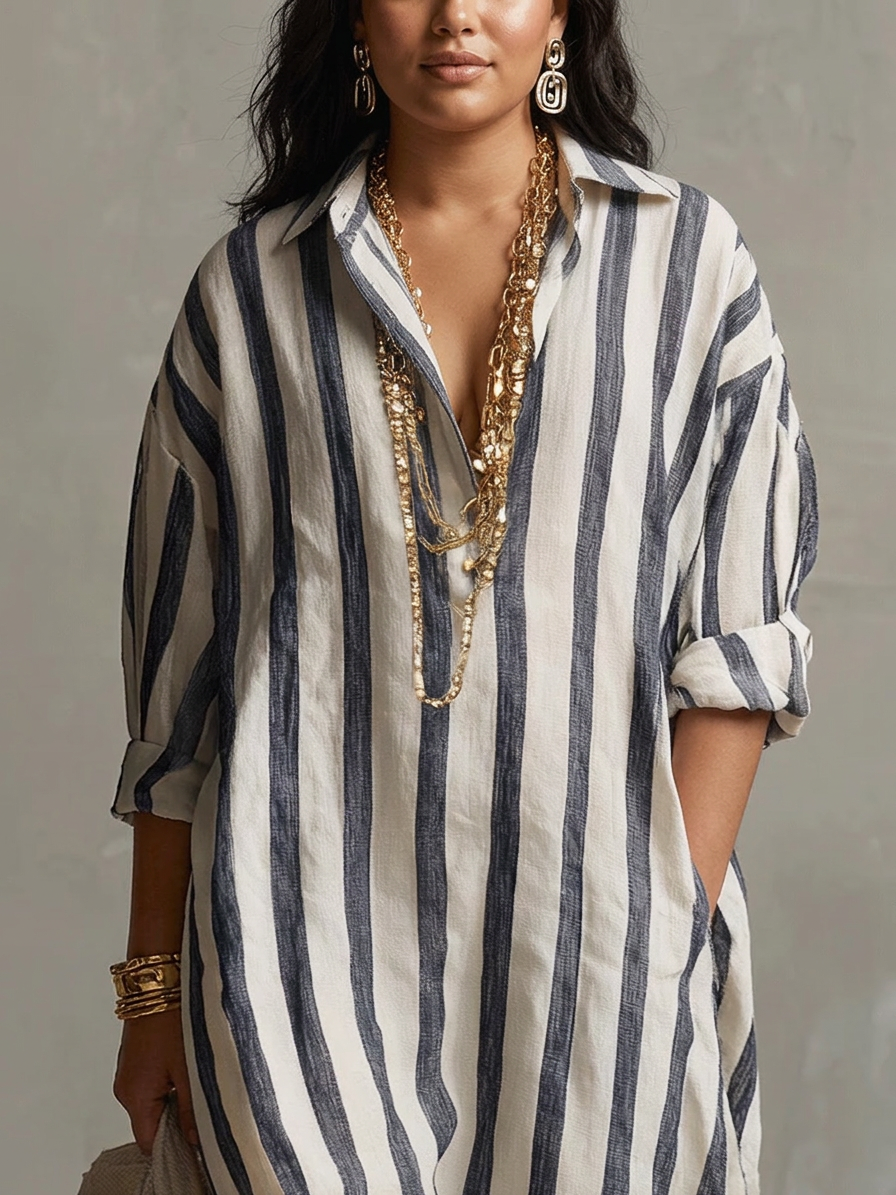 Liora | Vestido Maxi Oversized de Rayas