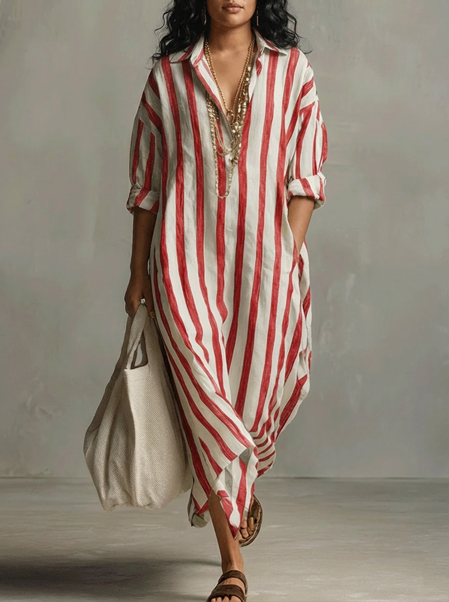 Liora | Vestido Maxi Oversized de Rayas