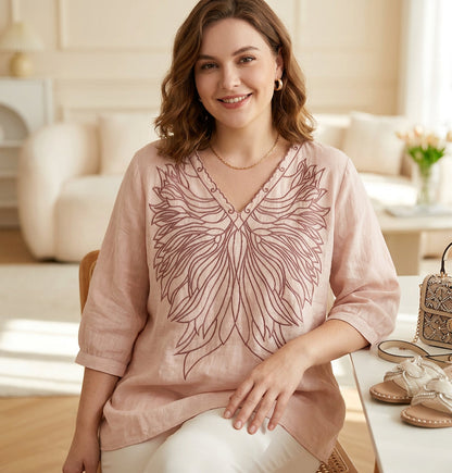 Top de Algodón con Escote en V Olivia