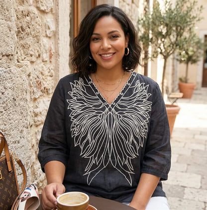Top de Algodón con Escote en V Olivia