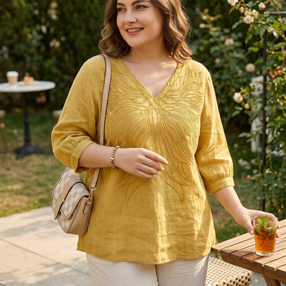 Top de Algodón con Escote en V Olivia