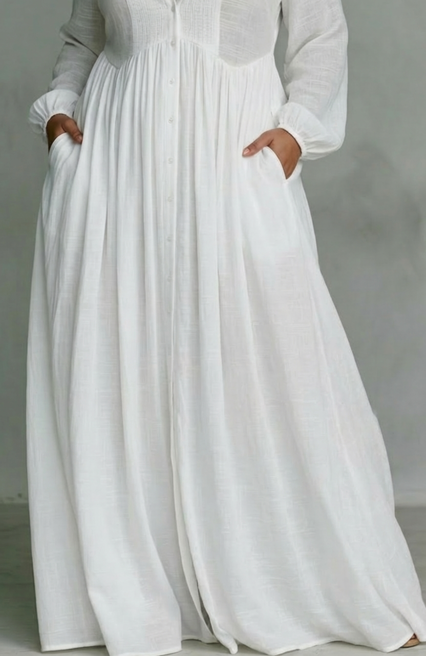 SERENA | VESTIDO MAXI FLUIDO CON BOTONES