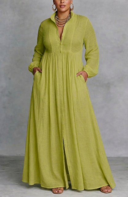 SERENA | VESTIDO MAXI FLUIDO CON BOTONES