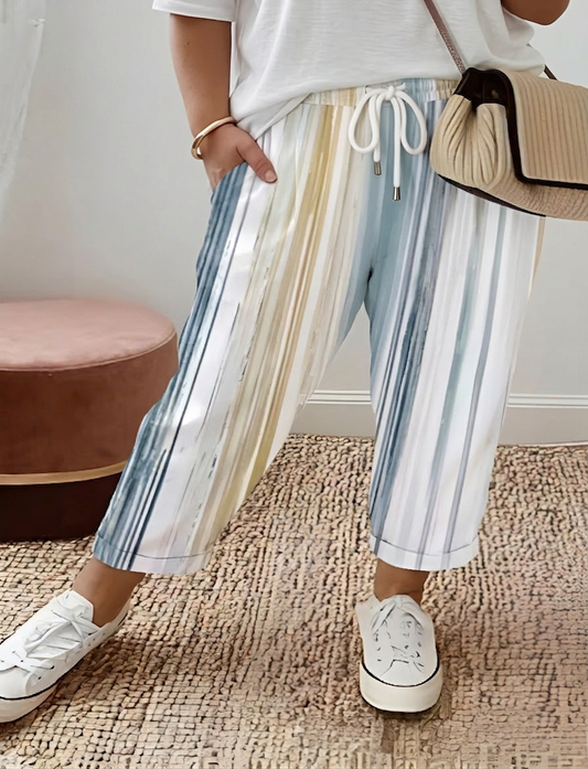 Sienna | Pantalones con Rayas Costeras y Cordón Ajustable