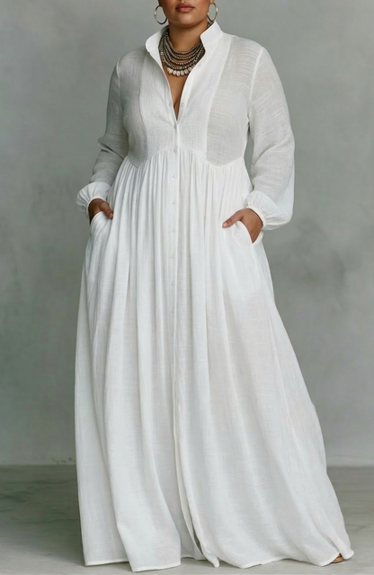 SERENA | VESTIDO MAXI FLUIDO CON BOTONES