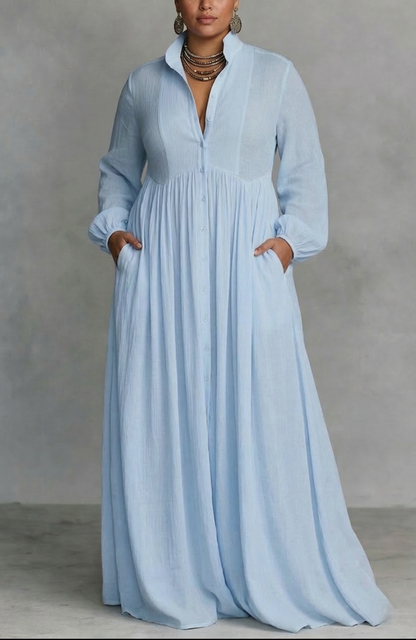 SERENA | VESTIDO MAXI FLUIDO CON BOTONES