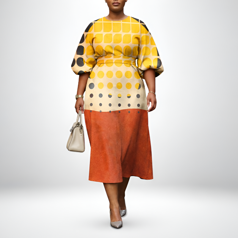 Solara | Vestido Midi Cuadrícula de Lunares