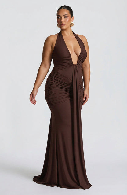 Vestido Largo Granate Rosetta
