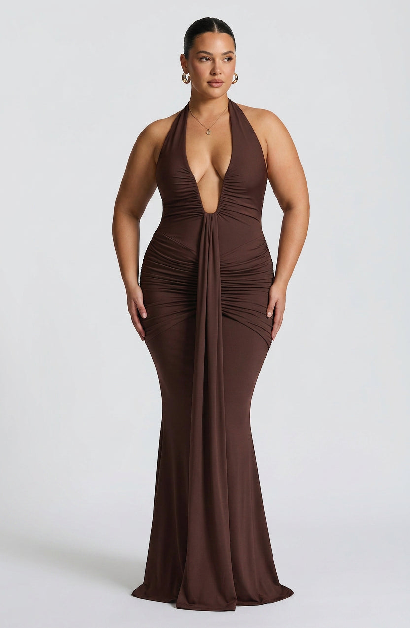 Vestido Largo Granate Rosetta