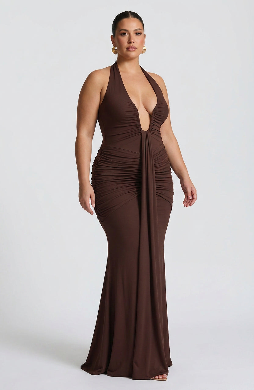 Vestido Largo Granate Rosetta