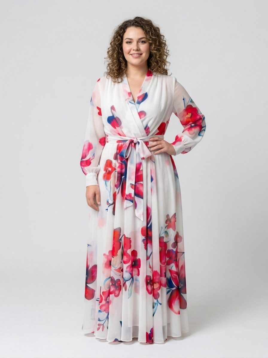 Lillian | Vestido Maxi Cruzado Manga Larga