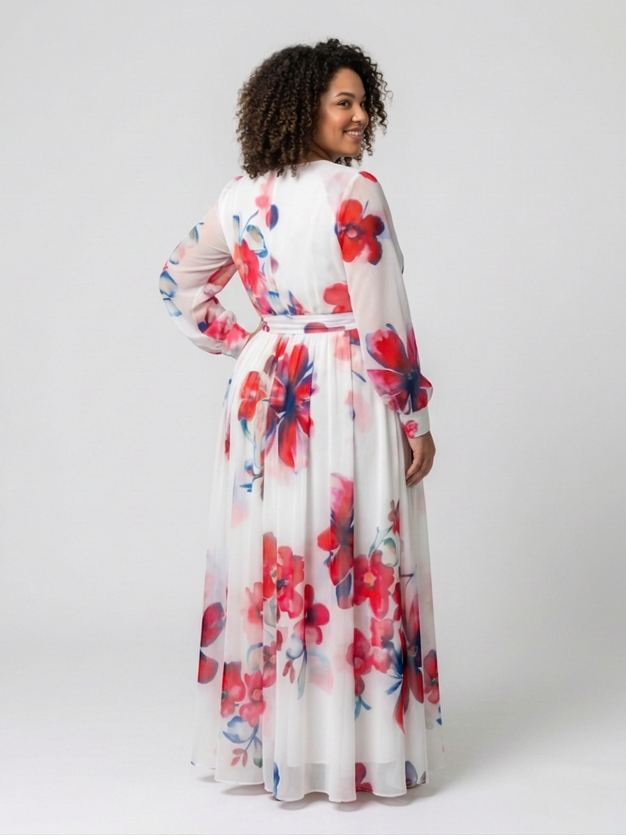 Lillian | Vestido Maxi Cruzado Manga Larga