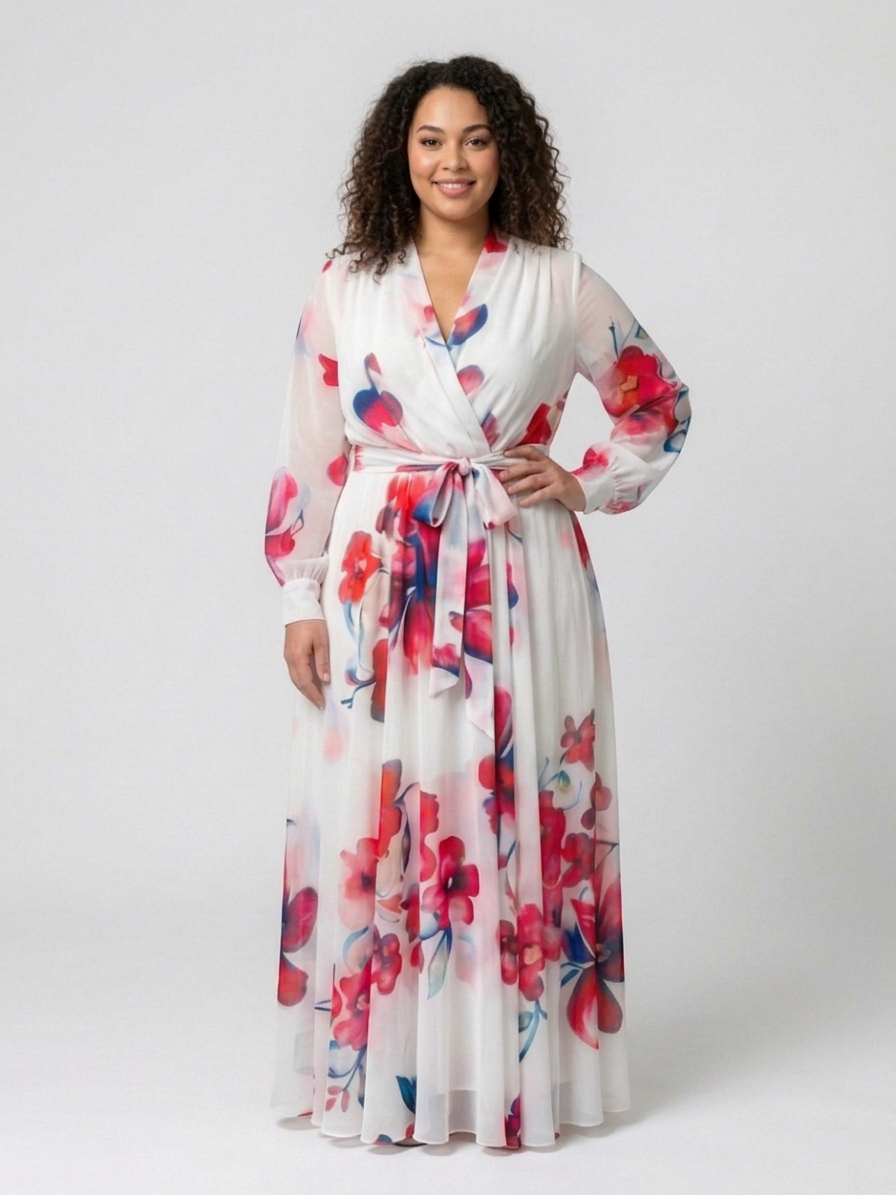 Lillian | Vestido Maxi Cruzado Manga Larga