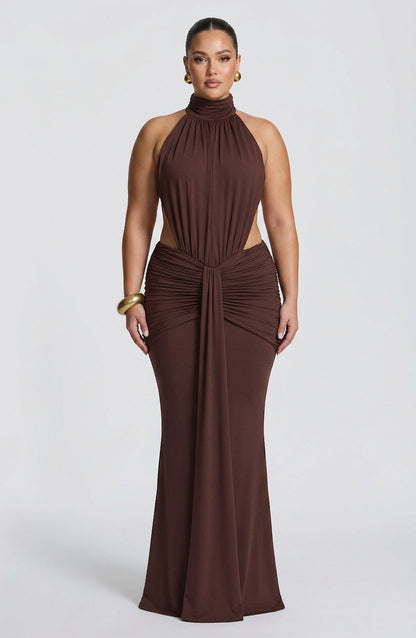 Vestido Largo Granate Thekla