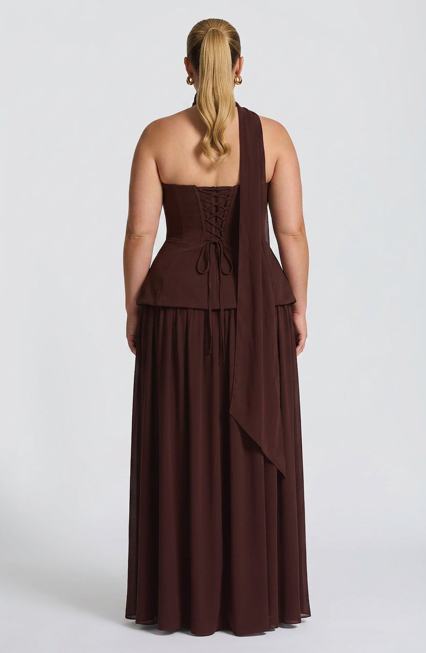 Vestido Largo Granate Vietta