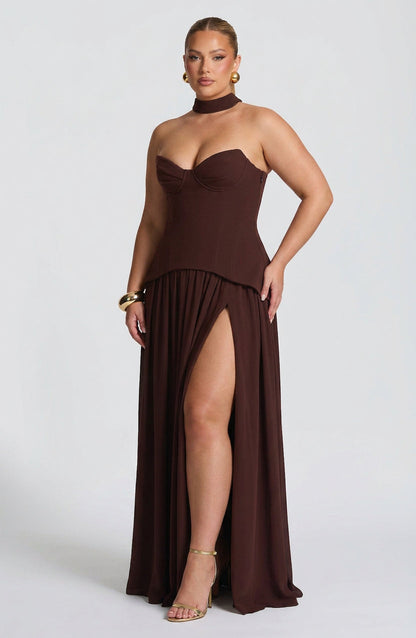 Vestido Largo Granate Vietta