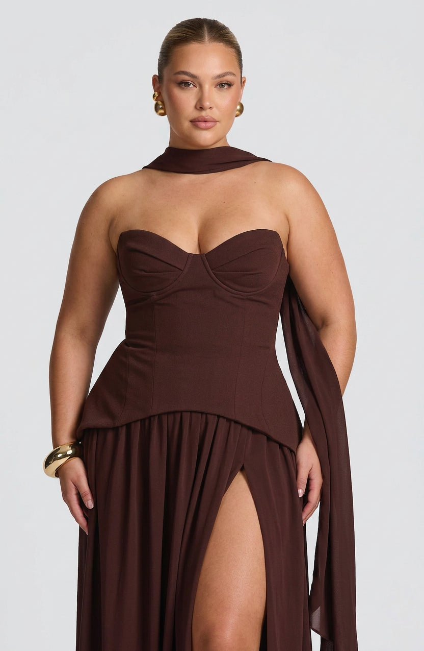 Vestido Largo Granate Vietta