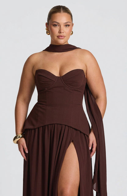 Vestido Largo Granate Vietta