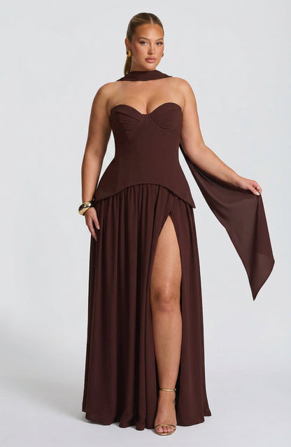 Vestido Largo Granate Vietta