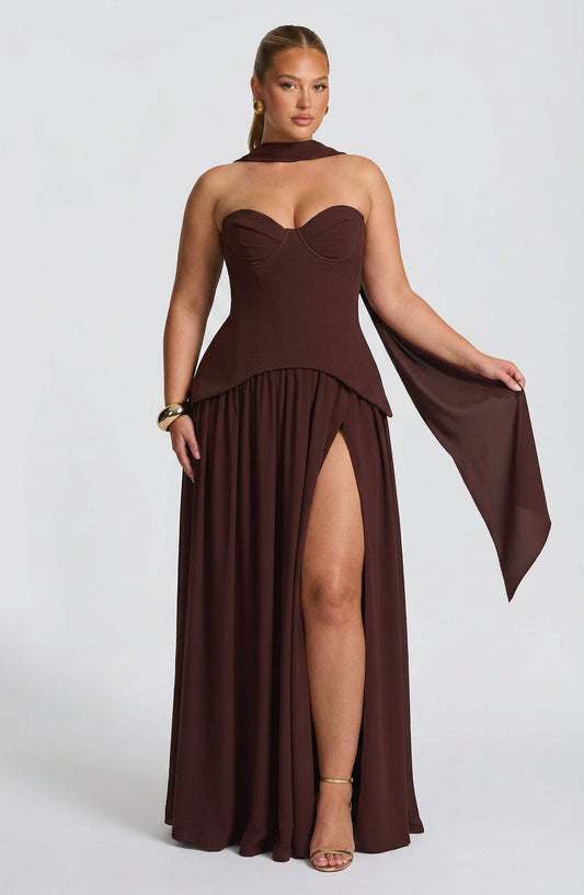 Vestido Largo Granate Vietta
