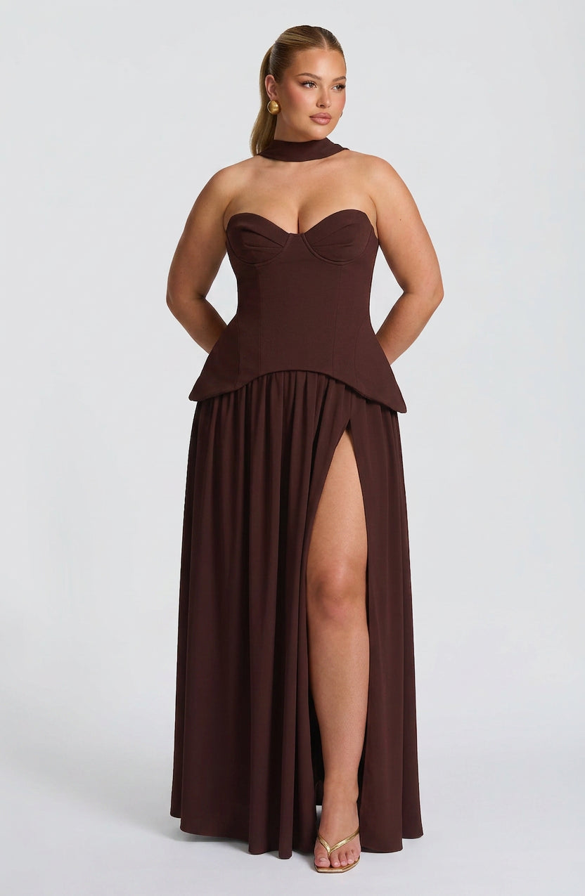 Vestido Largo Granate Vietta
