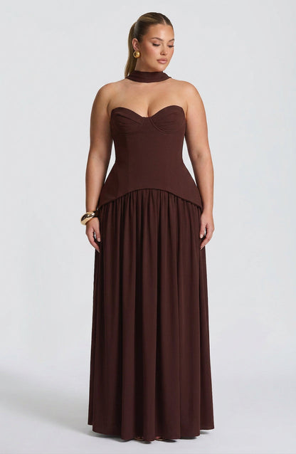 Vestido Largo Granate Vietta