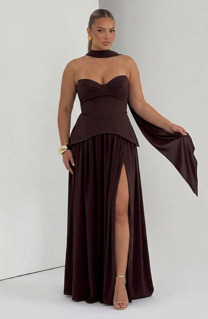 Vestido Largo Granate Vietta
