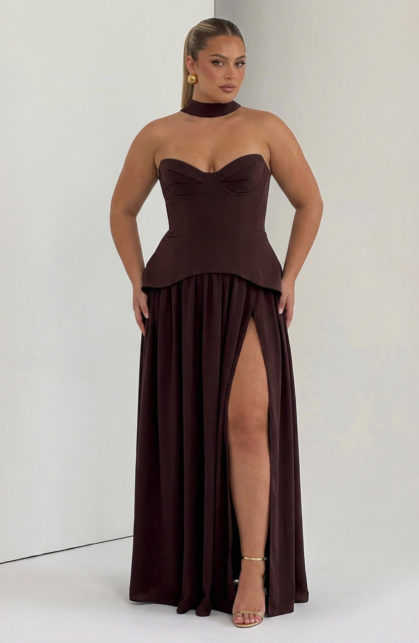 Vestido Largo Granate Vietta