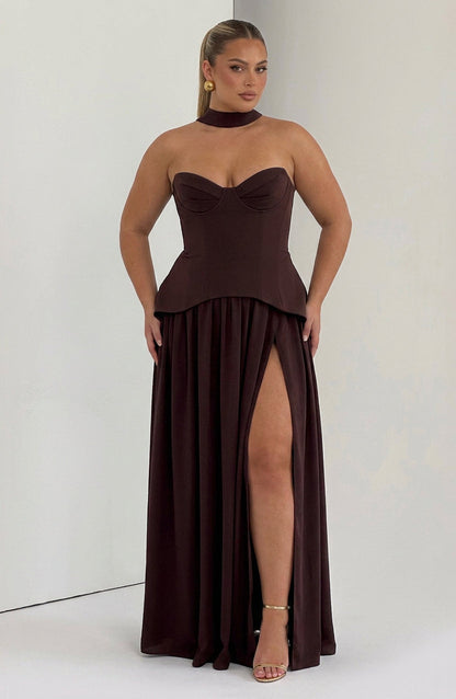 Vestido Largo Granate Vietta