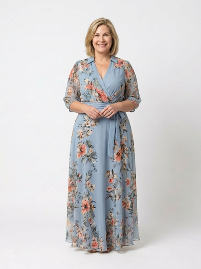 Elowen | Vestido Maxi Floral Cruzado con Escote en V