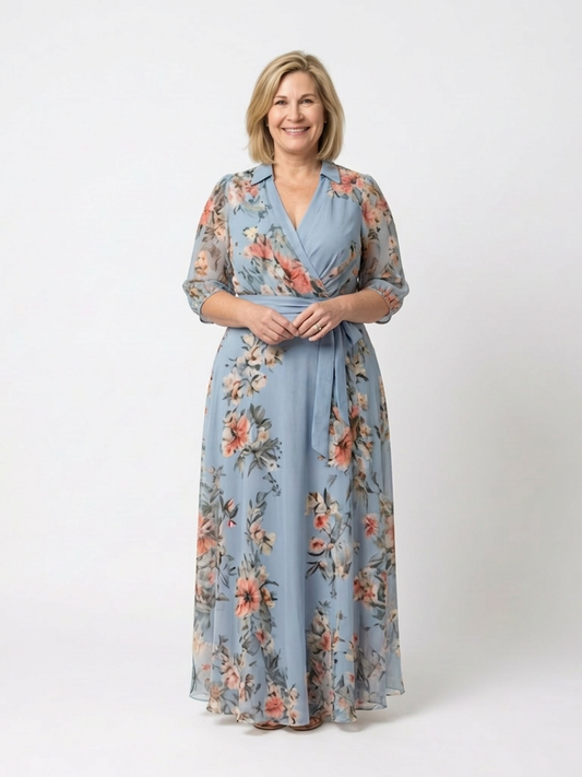 Elowen | Vestido Maxi Floral Cruzado con Escote en V