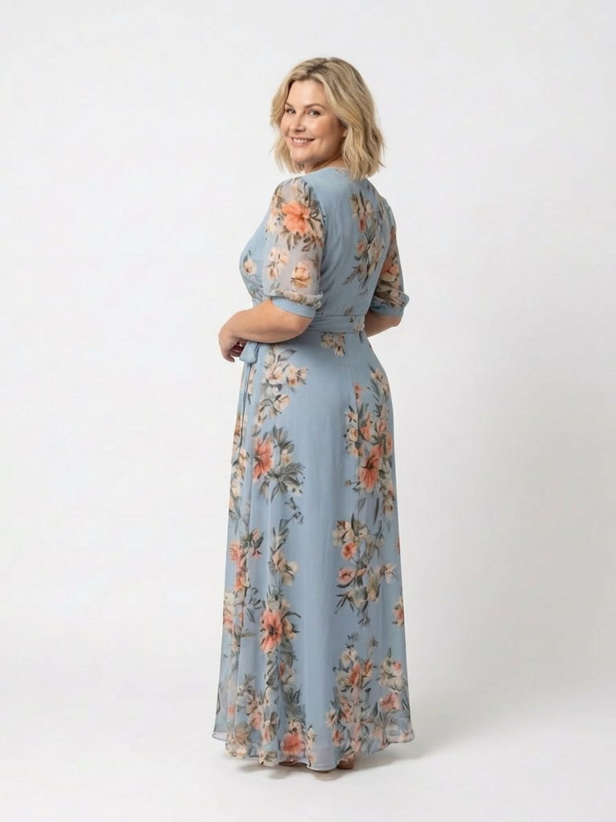 Elowen | Vestido Maxi Floral Cruzado con Escote en V
