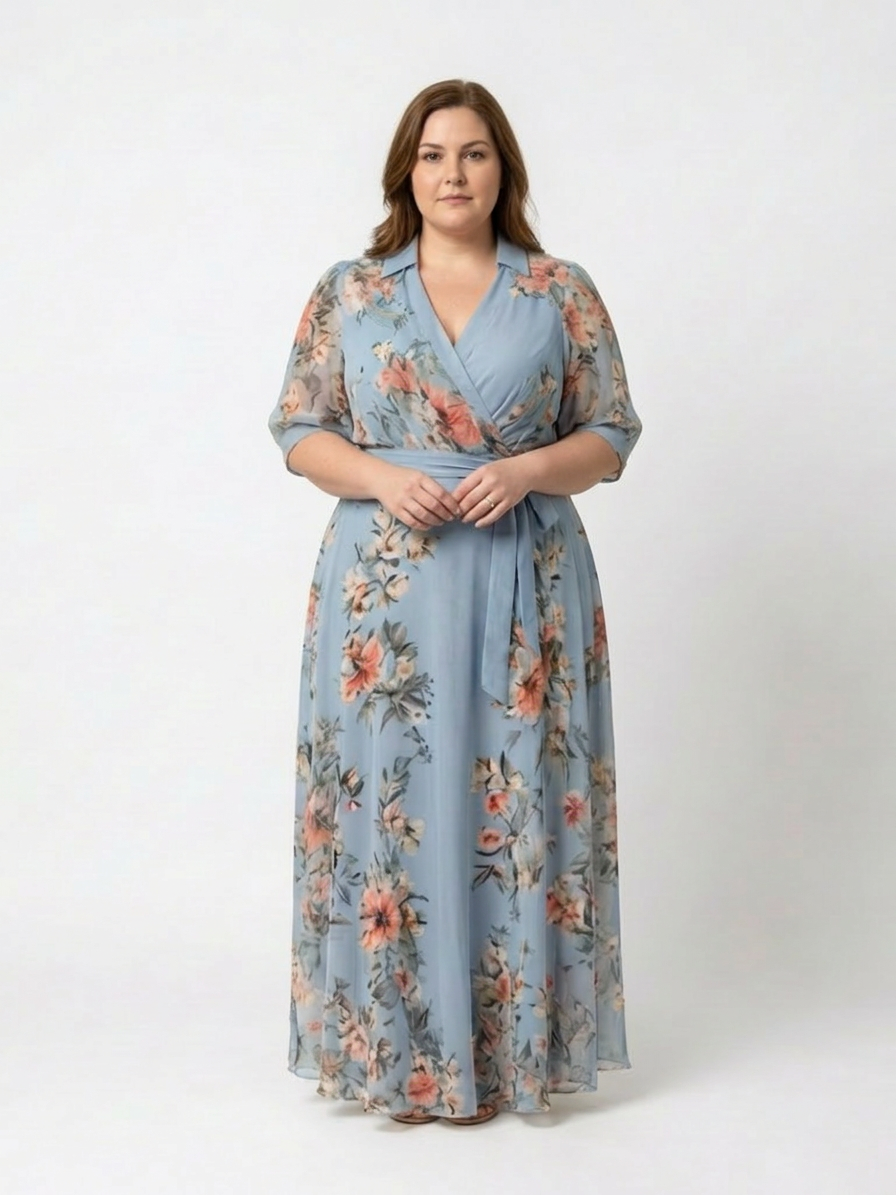 Elowen | Vestido Maxi Floral Cruzado con Escote en V
