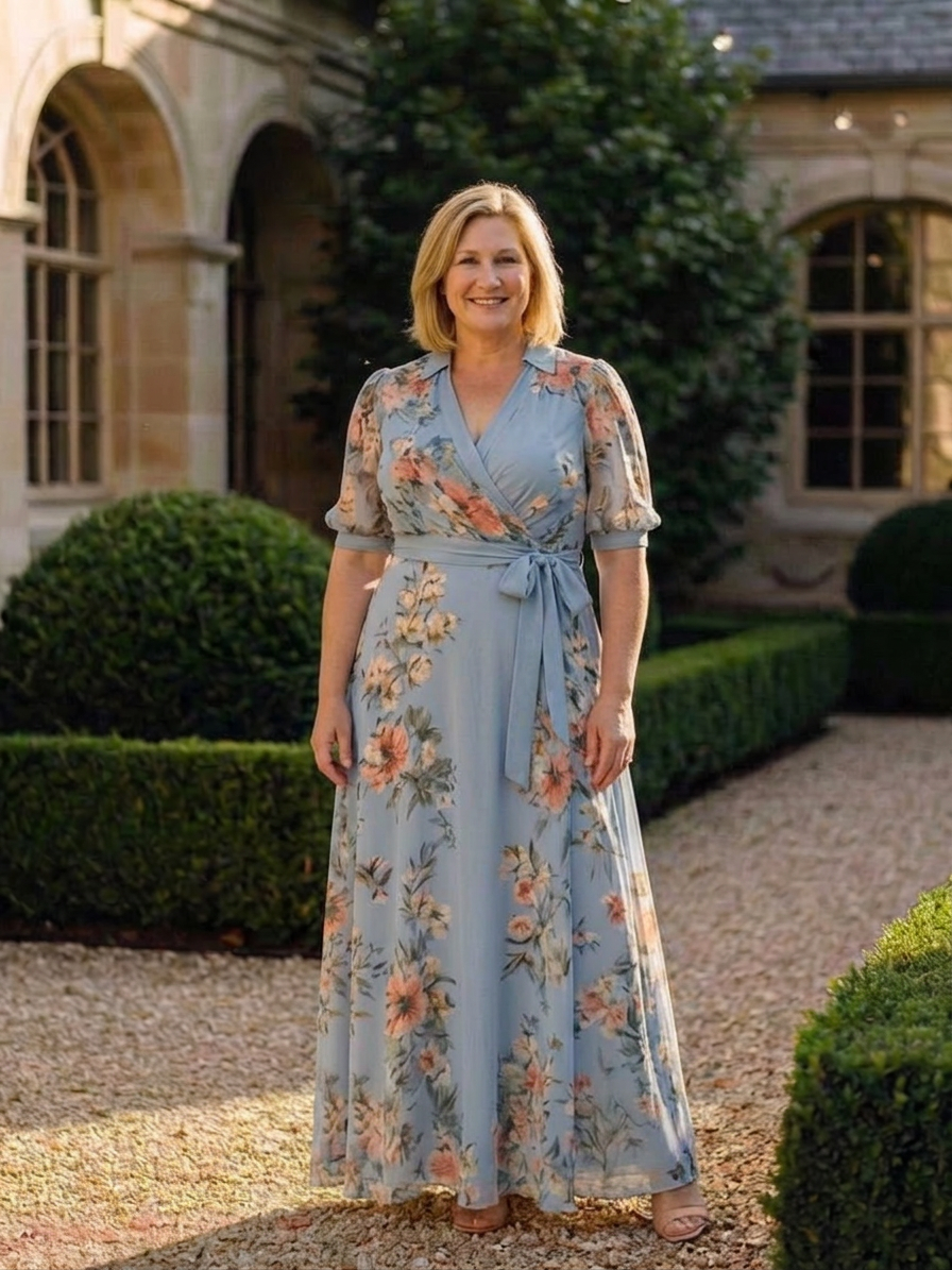 Elowen | Vestido Maxi Floral Cruzado con Escote en V